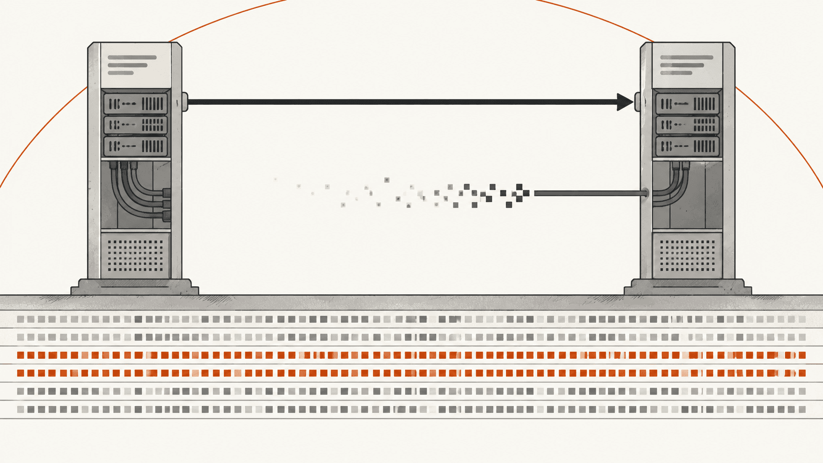 A request arrow reaching a payment API with its response arrow fading out mid-flight, above a ledger table holding two identical charge rows eleven seconds apart.