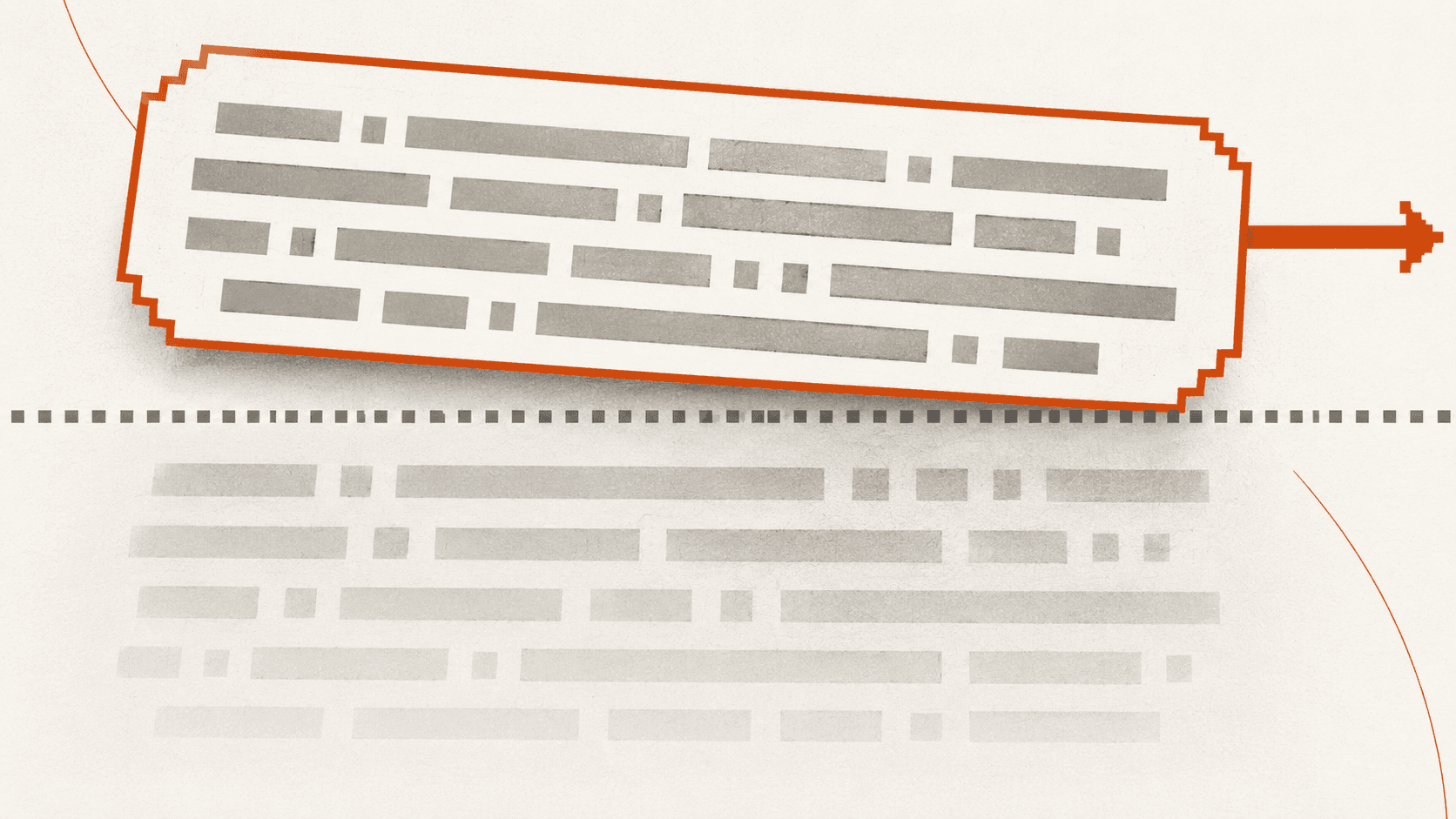 A document sliced by a fixed grid into chunks. The chunk holding the claim is retrieved and passed to a model, while the adjacent chunk holding the exception is left behind, greyed out.